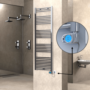 Radiva - Haiti Sèche Serviettes Electrique 600 Watt 600x1800 Plat Chrome (Thermostat Musa)