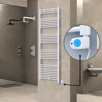 Radiva - Haiti Sèche Serviettes Electrique 600 Watt 600x1800 Plat Blanc (Thermostat Musa)