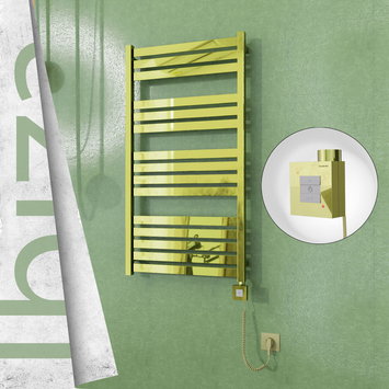 Radiva - Ibiza Electric Towel Warmer 600x1165 Gold Ktx1 300 W (Spiral Cable)