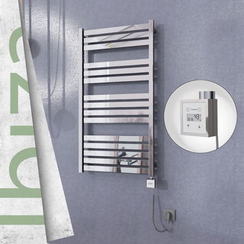 - Ibiza Sèche Serviettes Electrique 600x1165 Finition de polissage Ktx3 600 Watt Câble en spirale  - Ibiza Sèche Serviettes Electrique 600x1165 Finition de polissage Ktx3 600 Watt Câble en spirale