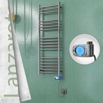 Radiva - Lanzarote Stainless Steel Electric Towel Warmer 400x1200 Polished Finish (Musa Thermostat) 200 W