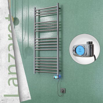  - Lanzarote Stainless Steel Electric Towel Warmer 500x1200 Polished Finish (Musa Thermostat) 300 W