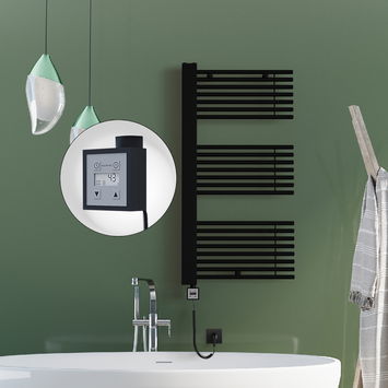 Radiva - Male Electric Towel Warmer 600x1190 Matte Black Ktx3 600 W