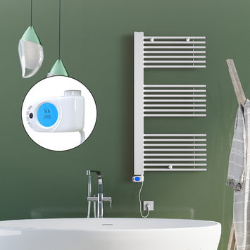 Radiva - Male Electric Towel Warmer 600x1190 White (Musa Thermostat) 600 W