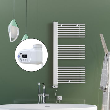 Radiva - Male Electric Towel Warmer 600x1190 White (Thesis Thermostat) 600 W