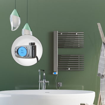 Radiva - Male Electric Towel Warmer 600x800 Chrome (Musa Thermostat) 300 W