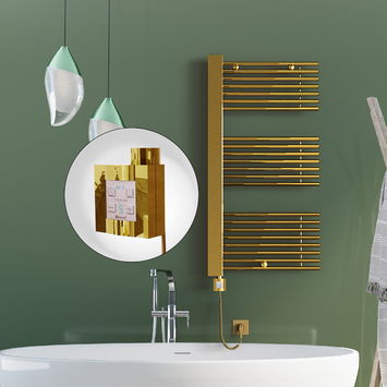 Radiva - Male Electric Towel Warmer 600x1190 Gold Ktx4 300 W (Spiral Cable)