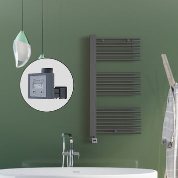 Radiva - Male Electric Towel Warmer 600x1190 Anthracite Ktx3 600 W (Spiral Cable)