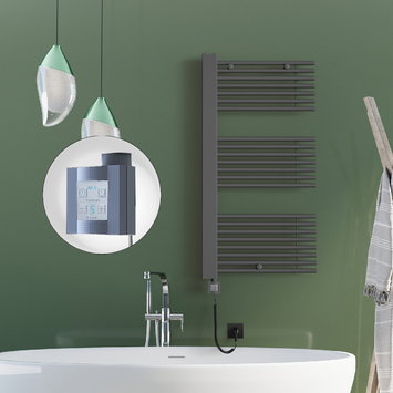 Radiva - Male Elektrikli Havlupan 600x1190 Antrasit (KTX4 Termostat) 1000W Spiral Kablolu