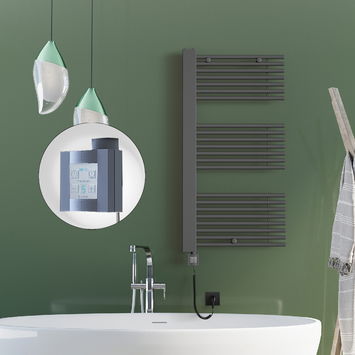 Radiva - Male Electric Towel Warmer 600x1190 Anthracite Ktx4 600 W (Spiral Cable)