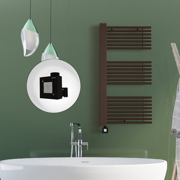 Radiva - Male Electric Towel Warmer 600x1190 Antique Copper Ktx1 300 W (Spiral Cable)