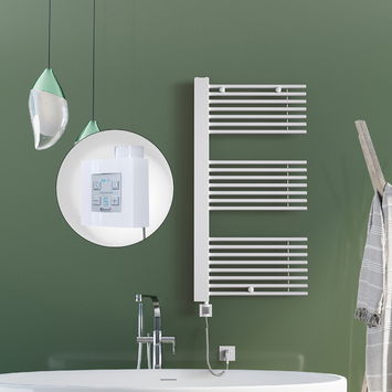  - Male Sèche Serviettes Electrique 600x1190 Blanc Ktx4 1000 Watt Câble en spirale