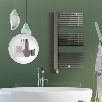 Radiva - Male Electric Towel Warmer 600x1190 Chrome Ktx1 300 W (Spiral Cable)