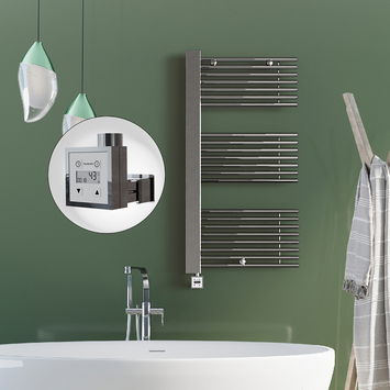 Radiva - Male Sèche Serviettes Electrique 600x1190 Chrome Ktx3 600 Watt Câble en spirale