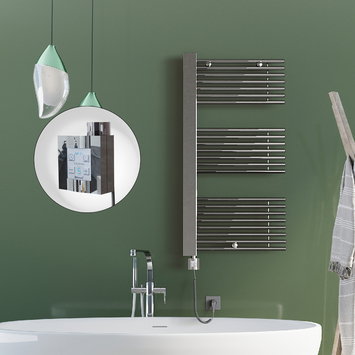 Radiva - Male Electric Towel Warmer 600x1190 Chrome Ktx4 300 W (Spiral Cable)