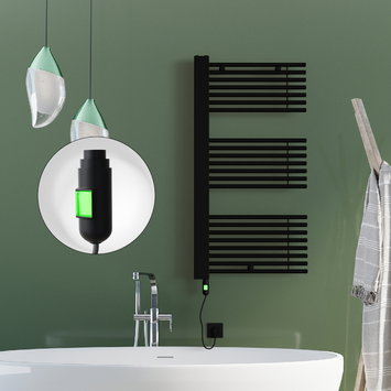 Radiva - Male Elektrikli Havlupan 600x1190 Siyah (On/Off Düğmeli) 900W