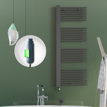 Radiva - Male Elektrikli Havlupan 600x1600 Antrasit (On/Off Düğmeli) 900W