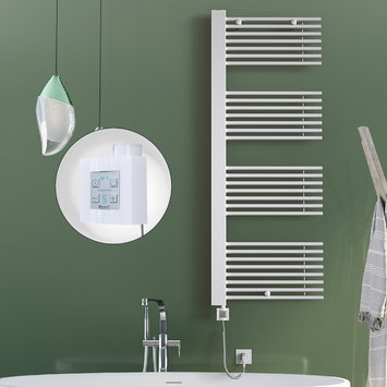 Radiva - Male Sèche Serviettes Electrique 600x1600 Blanc Ktx4 1000 Watt Câble en spirale