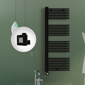 Radiva - Male Sèche Serviettes Electrique 600x1600 Noir mat Ktx1 1000 Watt Câble en spirale