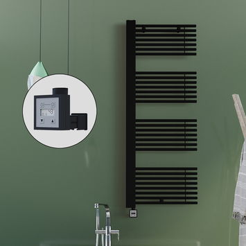 Radiva - Male Sèche Serviettes Electrique 600x1600 Noir mat Ktx3 1000 Watt Câble en spirale