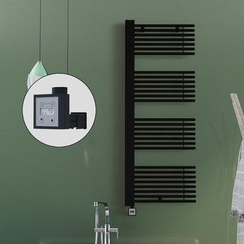 Radiva - Male Elektrikli Havlupan 600x1600 Siyah (KTX3 Termostat) 1000W Spiral Kablolu