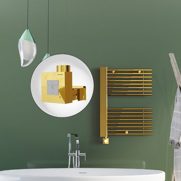 Radiva - Male Electric Towel Warmer 600x800 Gold Ktx1 300 W (Spiral Cable)