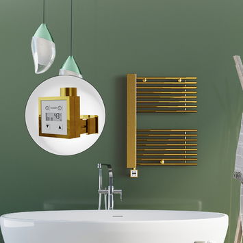 Radiva - Male Electric Towel Warmer 600x800 Gold Ktx3 300 W (Spiral Cable)