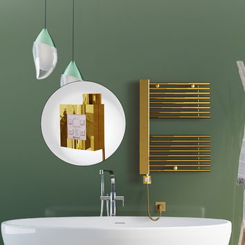 Radiva - Male Electric Towel Warmer 600x800 Gold Ktx4 300 W (Spiral Cable)