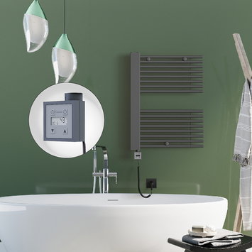 Radiva - Male Elektrikli Havlupan 600x800 Antrasit (KTX3 Termostat) 600W