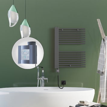 Radiva - Male Sèche Serviettes Electrique 600x800 Anthracite Ktx4 600 Watt Câble en spirale