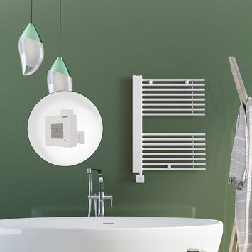 Radiva - Male Electric Towel Warmer 600x800 White Ktx1 300 W (Spiral Cable)