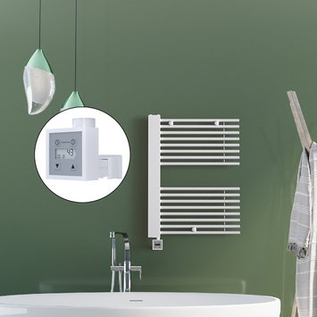 Radiva - Male Electric Towel Warmer 600x800 White Ktx3 300 W (Spiral Cable)