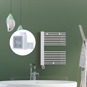  - Male Sèche Serviettes Electrique 600x800 Blanc Ktx3 600 Watt Câble en spirale