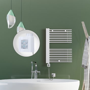  - Male Electric Towel Warmer 600x800 White Ktx4 300 W (Spiral Cable)