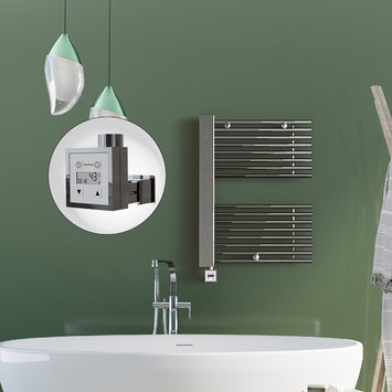 Radiva - Male Elektrikli Havlupan 600x800 Krom (KTX3 Termostat) 300W Spiral Kablolu