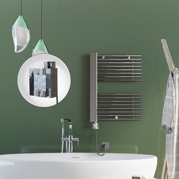 Radiva - Male Sèche Serviettes Electrique 600x800 Chrome Ktx4 300 Watt Câble en spirale