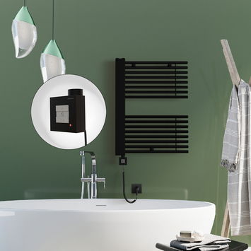 Radiva - Male Electric Towel Warmer 600x800 Matte Black Ktx1 300 W