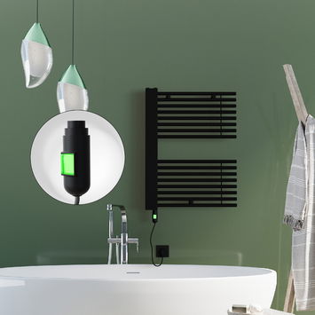 Radiva - Male Electric Towel Warmer 600x800 Matte Black (On/Off) 300 W