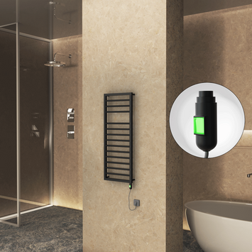 Radiva - Naxos Sèche Serviettes Electrique 500x1193 Noir mat (On/Off) 600 Watt