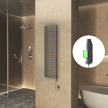 Radiva - Naxos Sèche Serviettes Electrique 500x1655 Anthracite (On/Off) 600 W