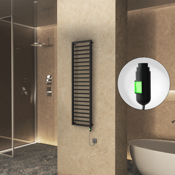 Radiva - NAXOS Elektrikli Havlupan 500x1655 Siyah Mat (On/Off Düğmeli) 600W