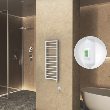 Radiva - Naxos Sèche Serviettes Electrique 500x1193 Mat Blanc 9016 On/Off 600 Watt