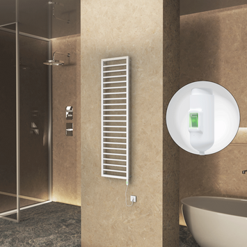 Radiva - Naxos Sèche Serviettes Electrique 500x1655 Mat Blanc 9016 On/Off 600 W