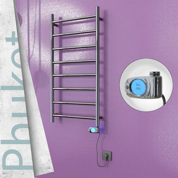 Radiva - Phuket Stainless Steel Electric Towel Warmer 500x1000 Polished Finish (Musa Thermostat) 200 W