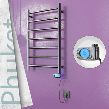 Radiva - Phuket Stainless Steel Electric Towel Warmer 500x800 Polished Finish (Musa Thermostat) 200 W