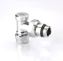 Radiva - Radyatör Dönüş Vanası 1/2'' Krom Köşe (16*2mm Boru Bağl. Rakorlu)
