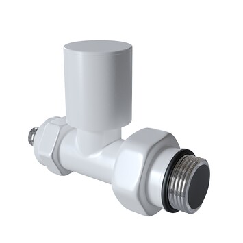 Radiva - Radyatör Vanası 1/2'' Beyaz Düz Pex (Metal Volanlı 16*2mm Boru Bağl. Rakorlu)