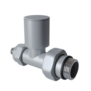Radiva - Radyatör Vanası 1/2'' Pütürlü Gri Düz Pex (Metal Volanlı 16*2mm Boru Bağl. Rakorlu)
