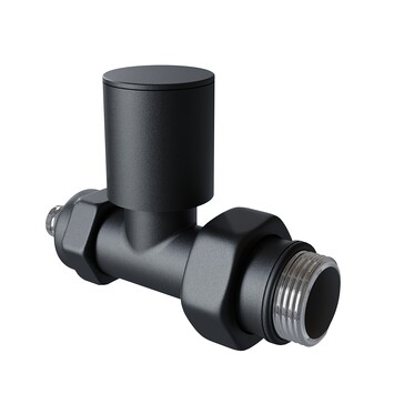 Radiva - Radiator Valve 1/2'' Texture Black Straight Pex (Metal Head 16x2 Connection)