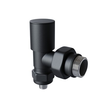 Radiva - Radyatör Vanası 1/2'' Pütürlü Siyah Köşe Pex (Metal Volanlı 16*2mm Boru Bağl. Rakorlu)